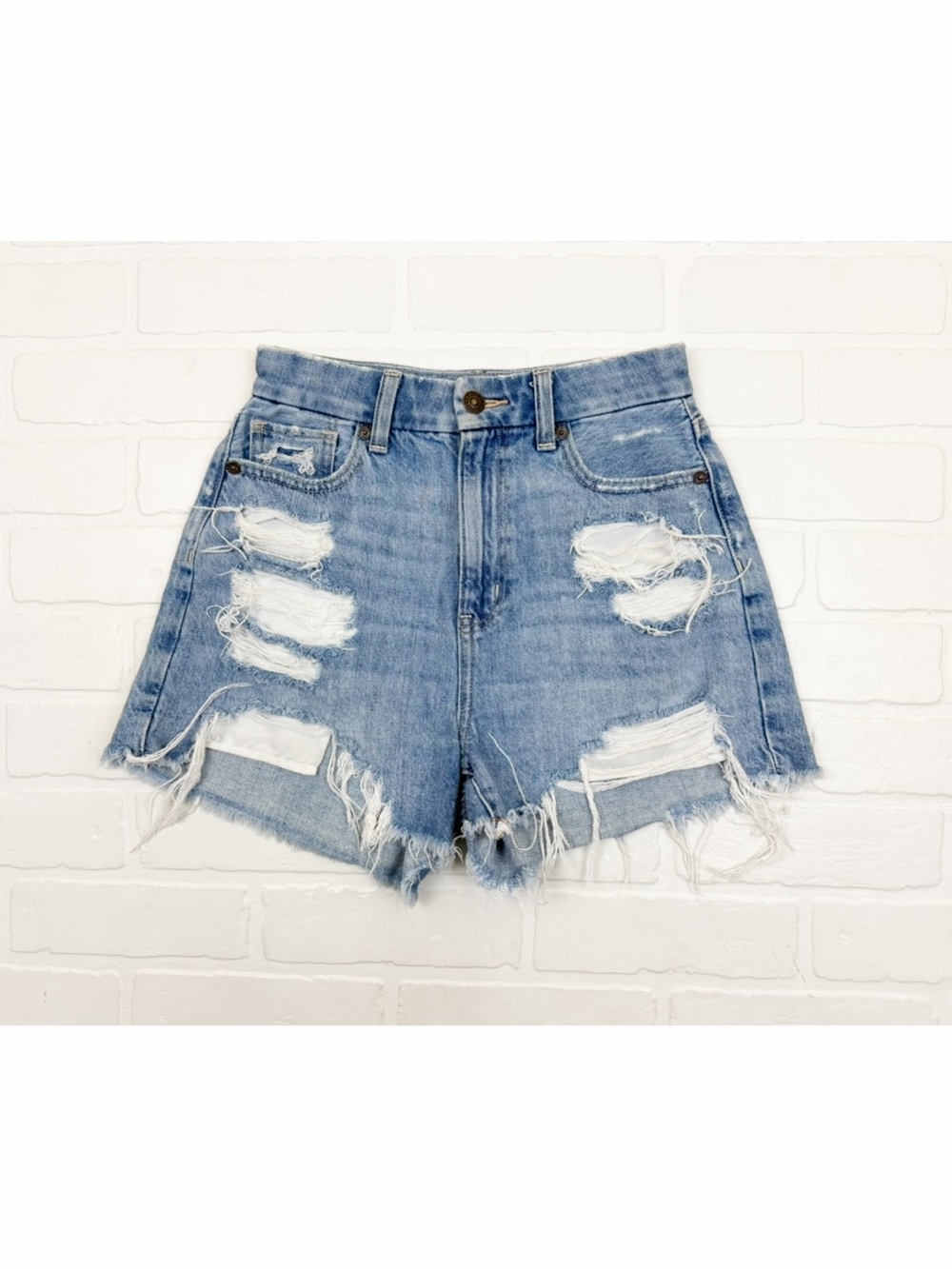 American Eagle Curvy Mom Jean Shorts Ripped Distressed Size 00